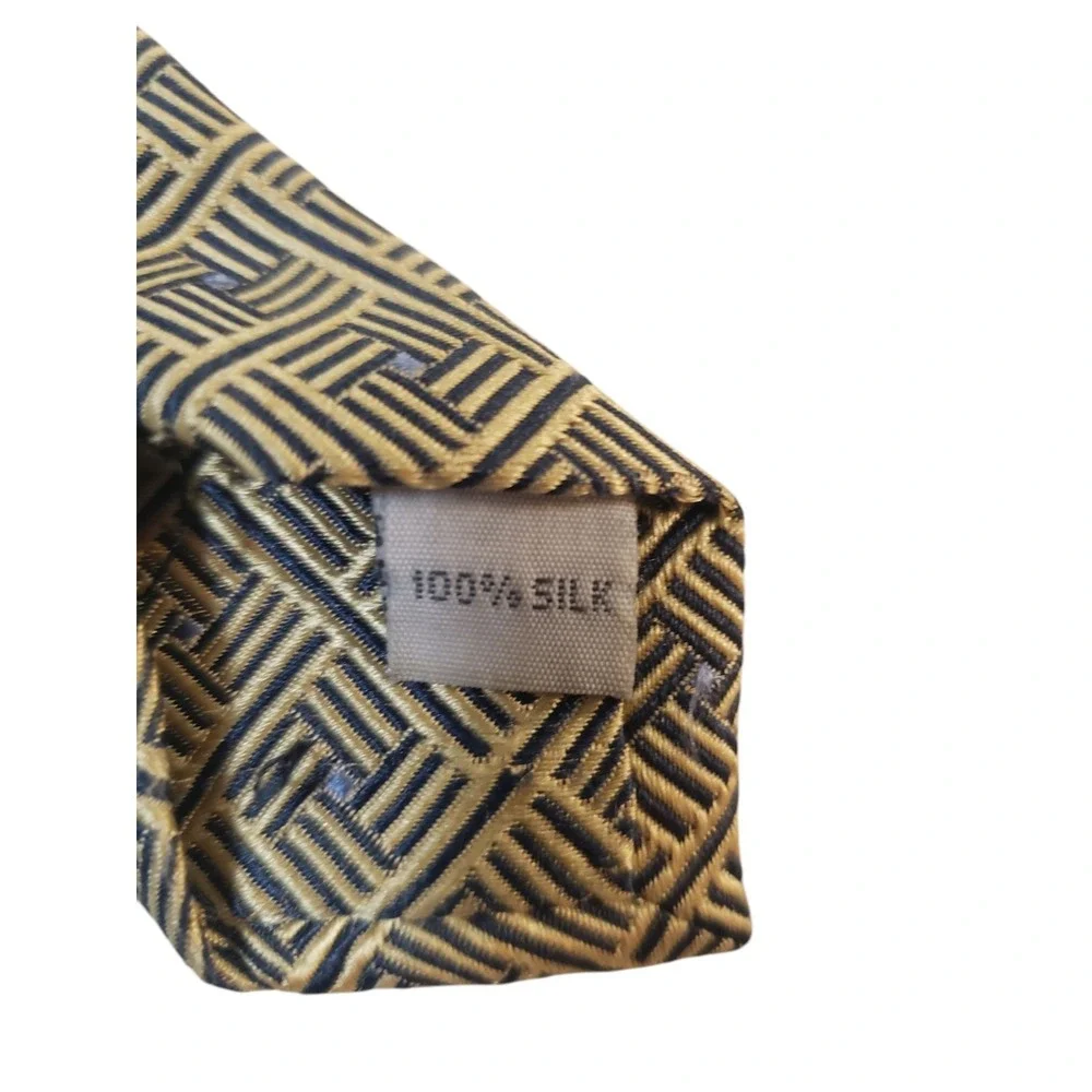 Burma Bibas‎ Mens Tie Necktie Designer Luxury Gold Black Blue Geometric Business